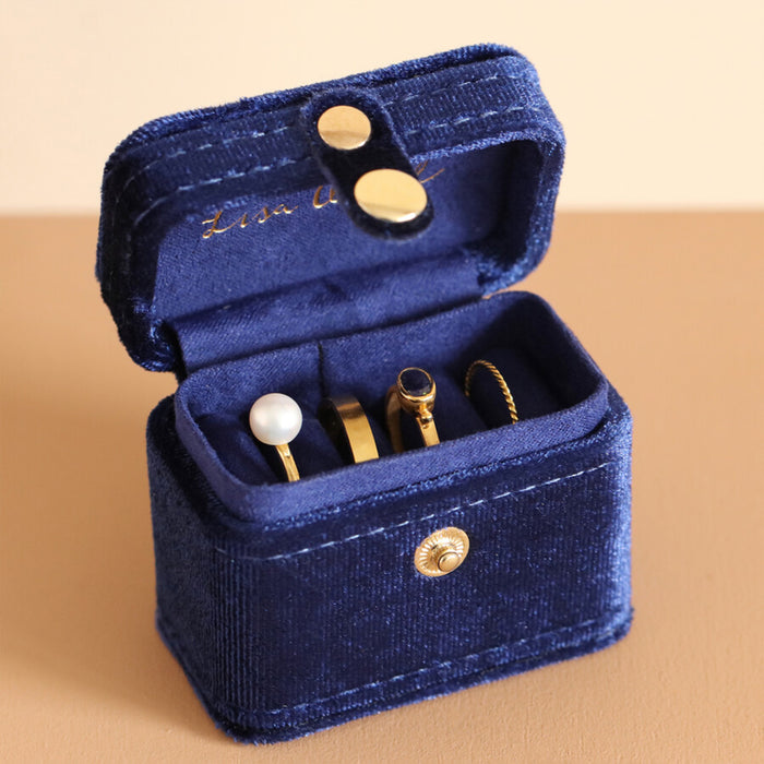 a navy rectangular starry night velvet ring box by lisa angel
