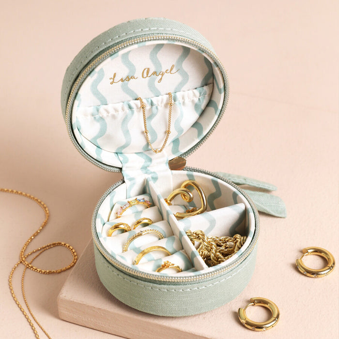 Quilted Mini Round Jewellery Travel Case