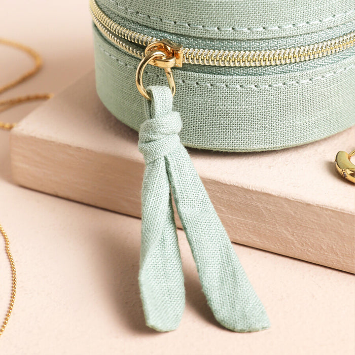Quilted Mini Round Jewellery Travel Case