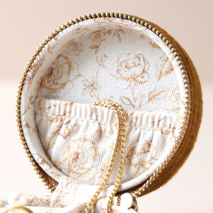 Mustard Round Travel Jewellery Case