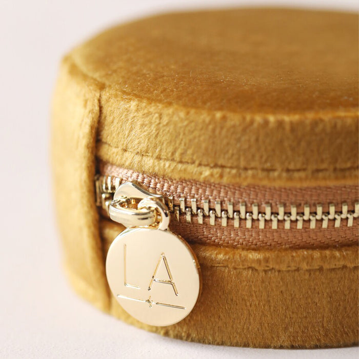 Mustard Round Travel Jewellery Case