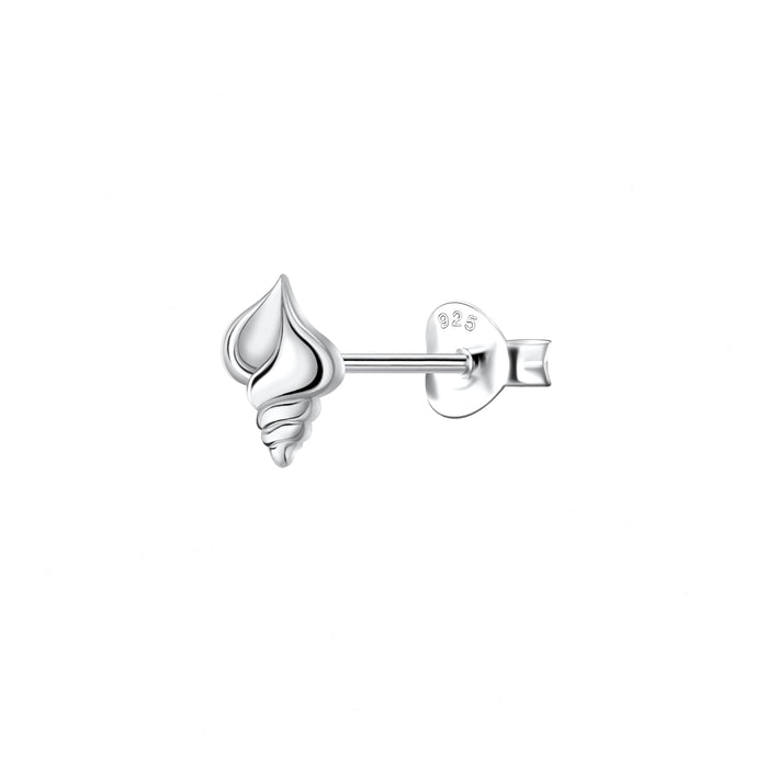 Shell Swirl Design Stud Earrings in Sterling Silver