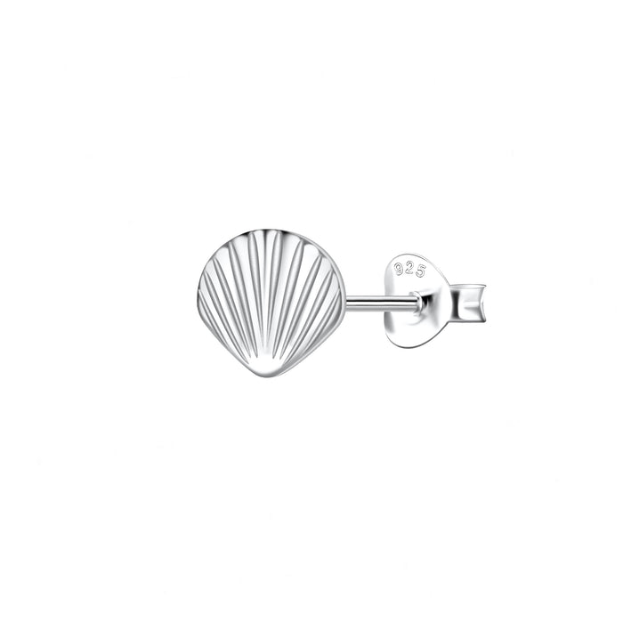 Shell Shaped Stud Earrings in Sterling Silver