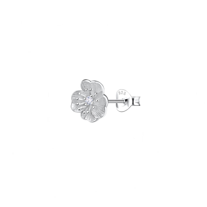 Flower Design Stud Earrings in Sterling Silver