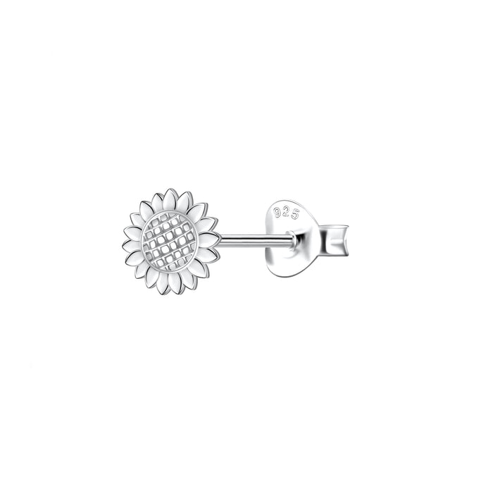 Sunflower Pair of Stud Earrings in Sterling Silver