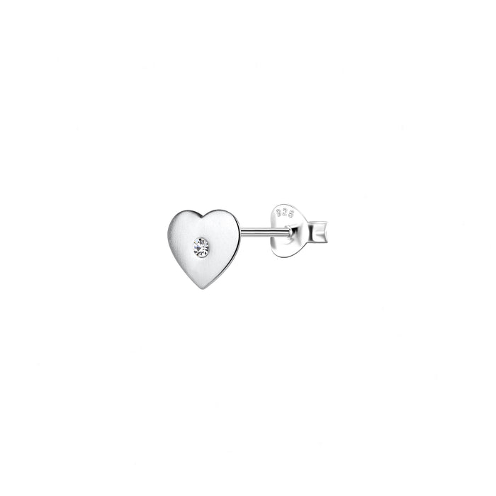Heart Shaped Satin Stud Earrings in Sterling Silver