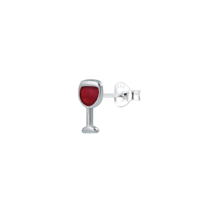 Wine Glass Design Stud Earrings in Sterling Silver