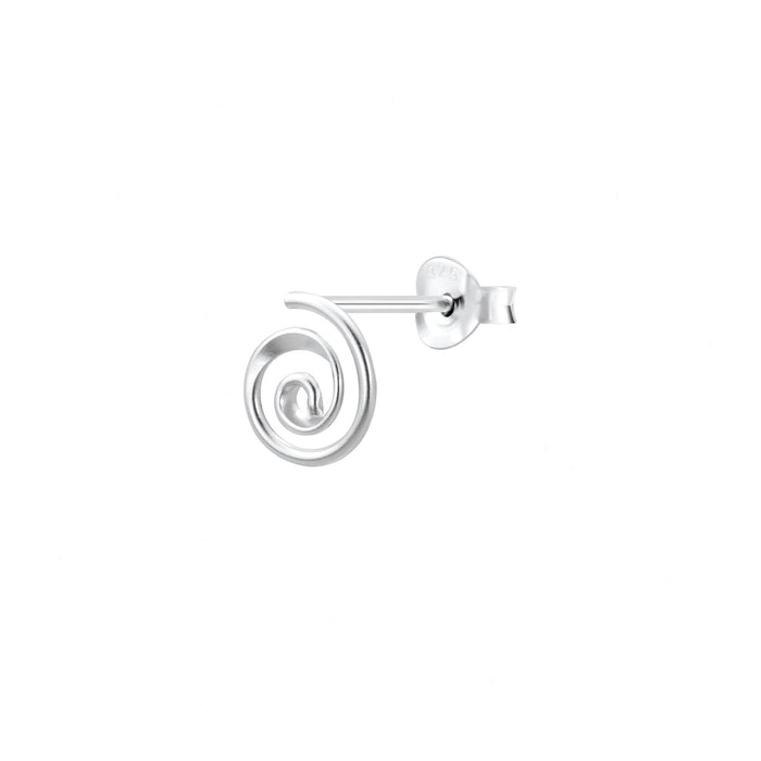 Spiral Swirl Design Stud Earrings in Sterling Silver