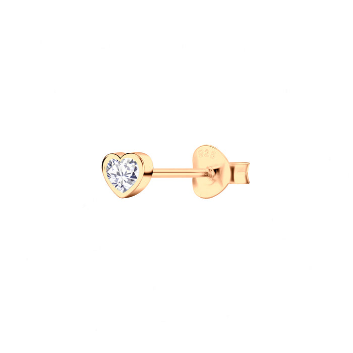 Heart Stud Earrings in Rose Gold Plated Sterling Silver