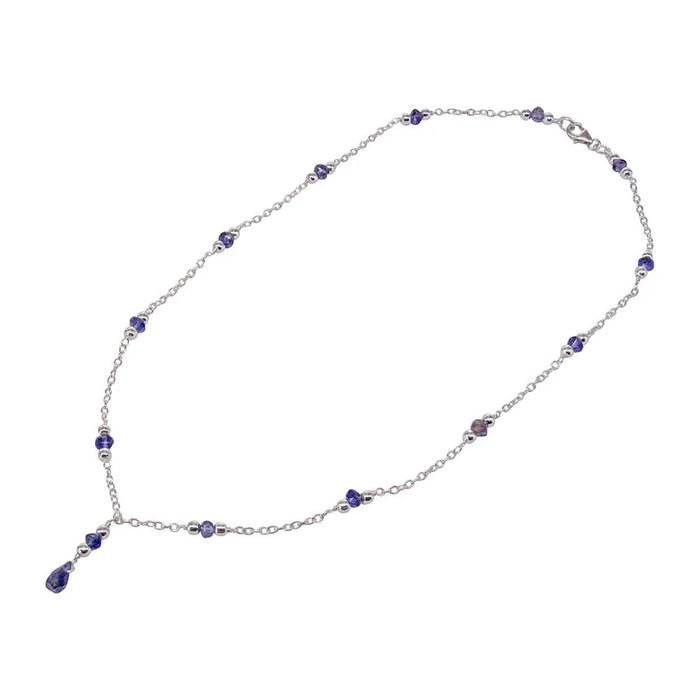 Iolite and Bead Design Necklace in Sterling Silver