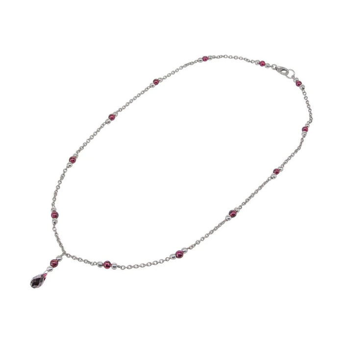 Iolite and Bead Design Necklace in Sterling Silver