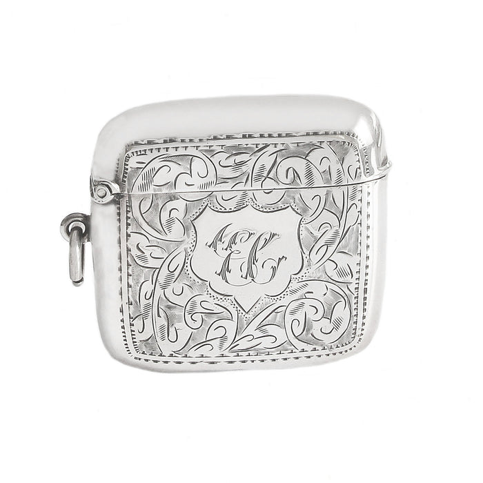 edwardian silver vesta case and holder