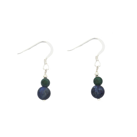 pair of silver drops with blue and green beads