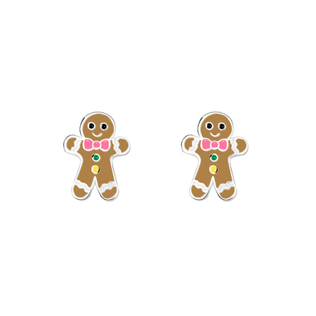 gingerbread e coating stud earrings in silver