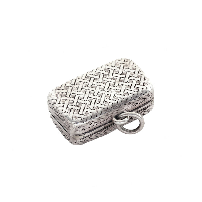 silver vinaigrette with herringbone pattern and jump ring