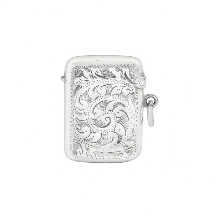 a silver engraved recntangle vesta case
