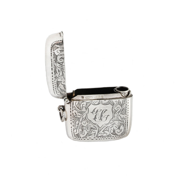 antique hallmarked vesta case in silver 