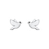 flying bird stud earrings in silver