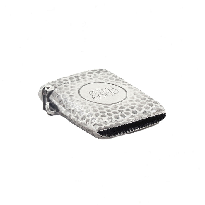 silver old vesta case closed up circle cartouche and script initials