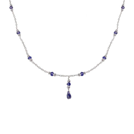 iolite silver link necklace with drop pendant