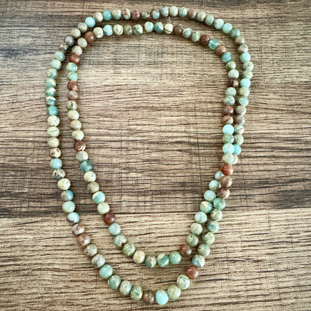 jade bead necklace uniform green brown