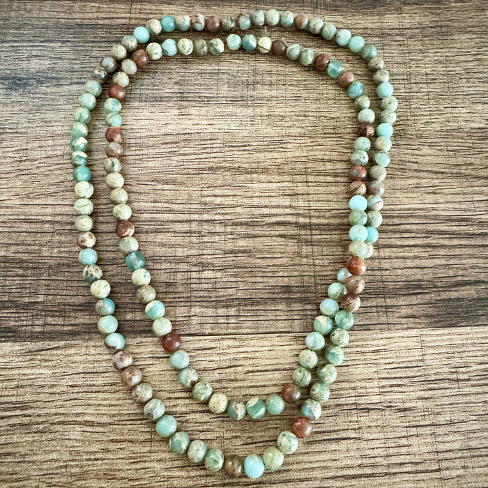 jade bead necklace uniform green brown