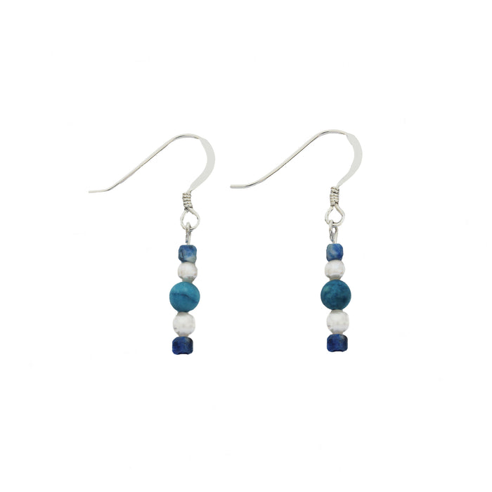 silver hook drops with blue lapis and pearls