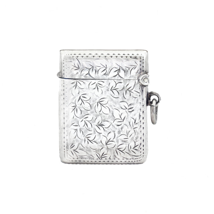 a secondhand silver vesta case closed up