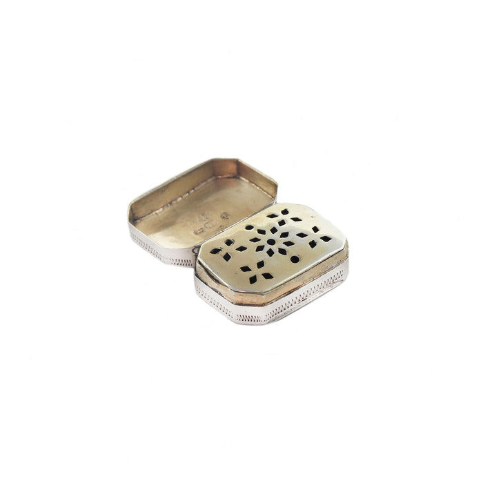 opened silver gilt vinaigrette with pierced out interior