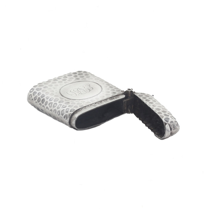 vesta case opened circle cartouche initials hammered effect
