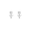 silver tulip flower stud earrings