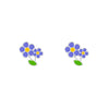 pair of enamel purple yellow flower stud earrings
