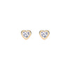 rose gold plated silver heart shaped studs with cubic zirconia stones