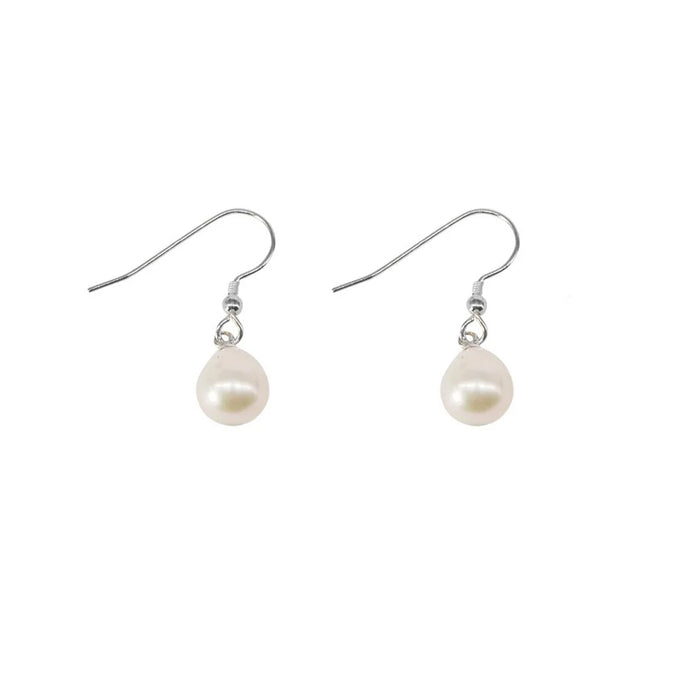 teardrop pearl drop earrings with silver hook fittings