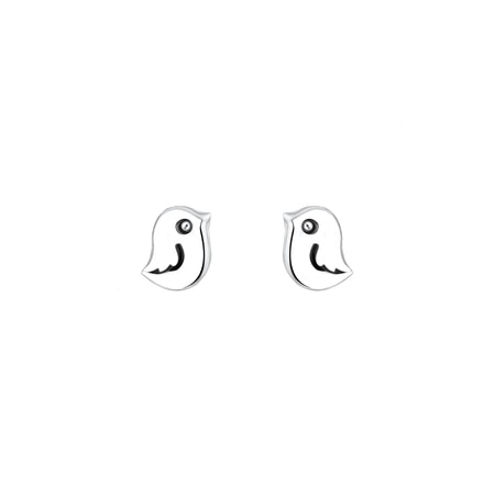 tiny bird design silver stud earrings