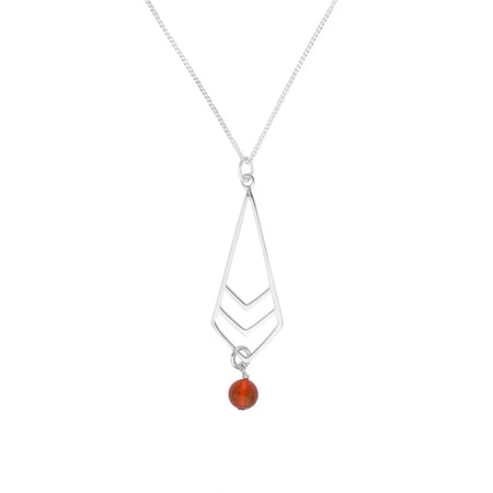 amber chevron silver pendant necklace silver