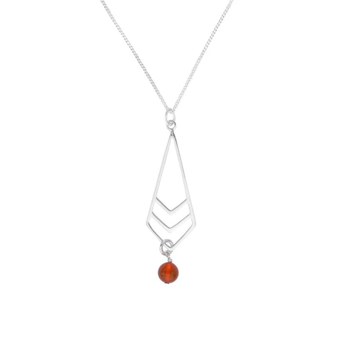 amber chevron silver pendant necklace silver
