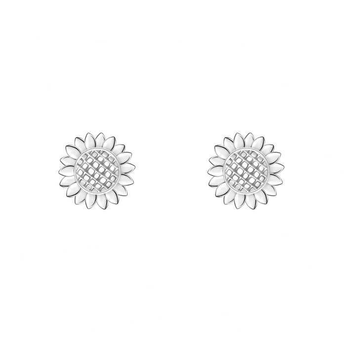 sunflower shaped grooved silver studs
