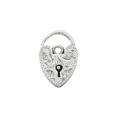 a vintage silver engraved padlock