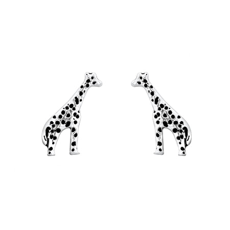 giraffe design stud earrings in silver