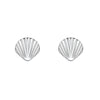 shell shaped stud earrings in silver grooves