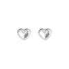 heart shaped earrings with a beaded edge in silver