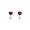 red wine glass stud earrings in silver