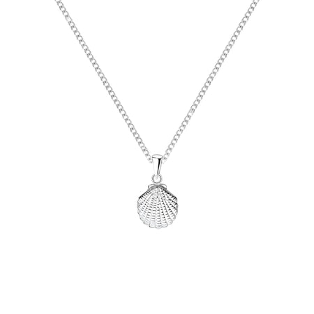 shell pendant and curb chain in silver