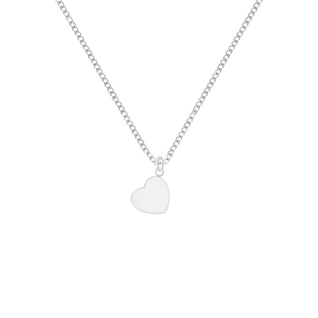 small plain heart pendant on a curb chain all made in sterling silver