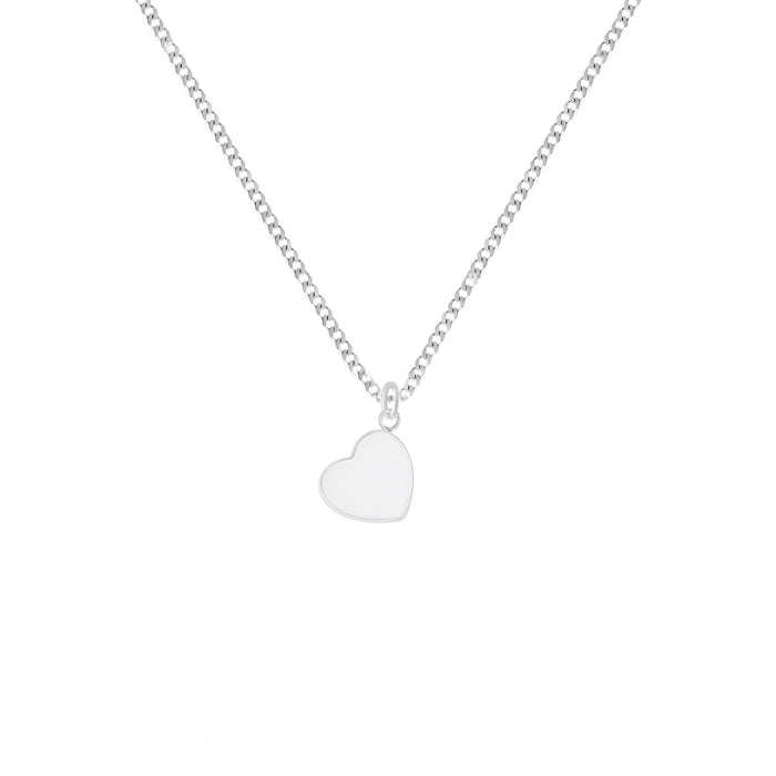 small plain heart pendant on a curb chain all made in sterling silver