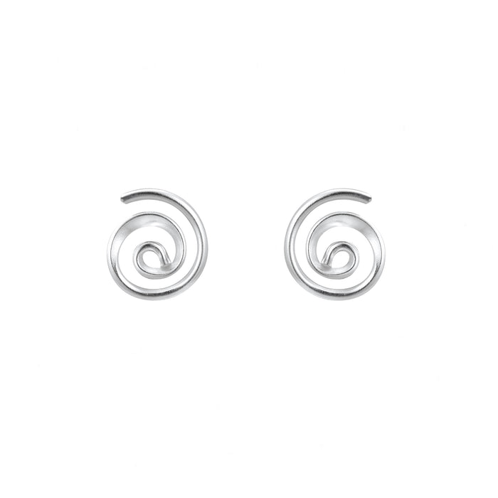spiral design stud earrings in silver