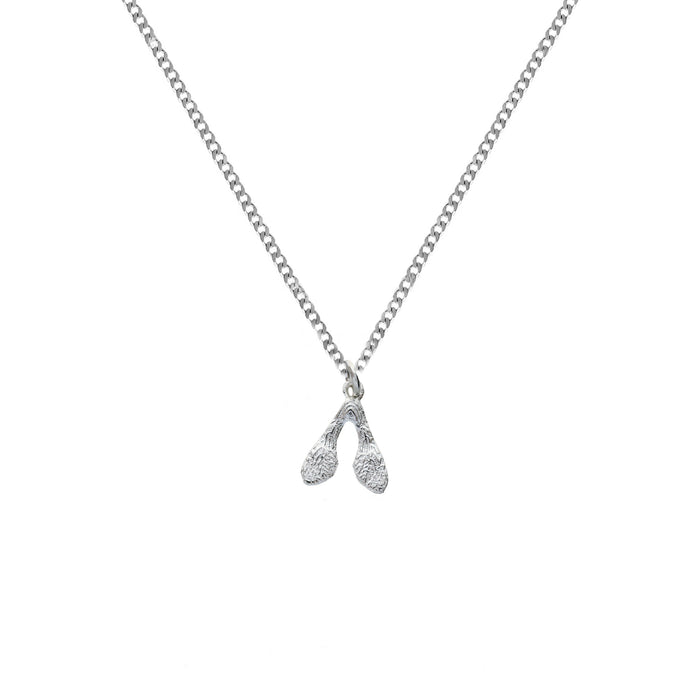 small sycamore pendant on a curb link chain all made in sterling silver
