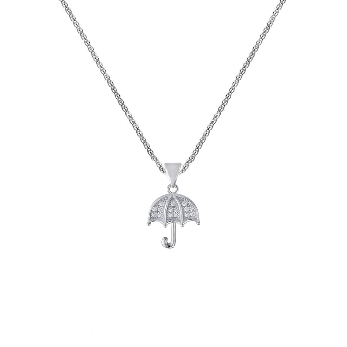 umbrella pendant with stones and silver chain spiga design
 