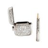 floral silver vesta case and cigarette holder